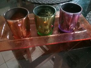 Jeweled Votive Candle Holders &amp; Tray Set