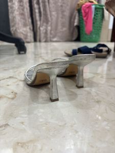 Zara Silver Heeled Sandals
