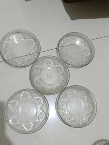 Set of 5 Clear Glass saucers