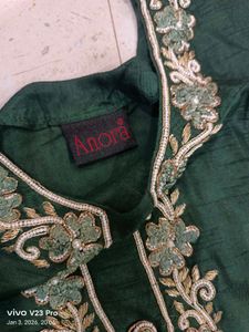 Green Embroidered Kurta with dupatta