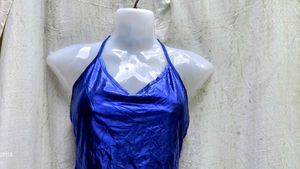 I. Shiny Blue Halter Neck Crop Top