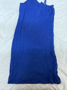 Blue Ribbed Mini Dress - Casual Chic