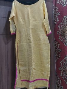 Designer Thread Embroidery Yellow Kurta Pants