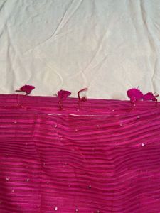 Falls done Stunning Pink Sequined Saree