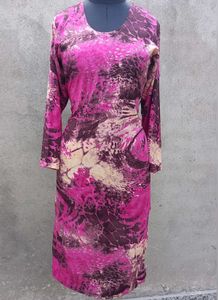 New Vibrant Pink Abstract Print Dress