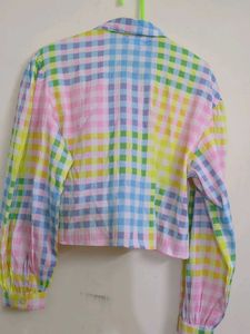 Colorful Plaid Cropped Shirt