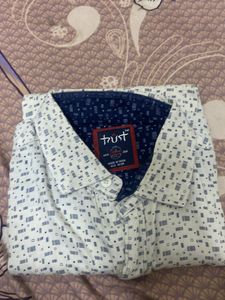 White Printed Shirt At Good Condition