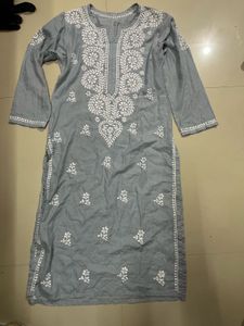 Grey Chikankari Kurta