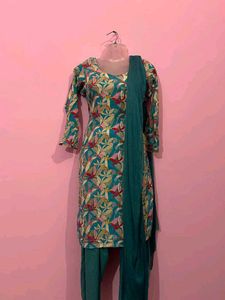 Stylish Teal Floral Kurta Set