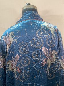 Blue Celestial Print Kimono Robe