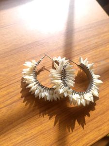 Unique White Hoop Earrings