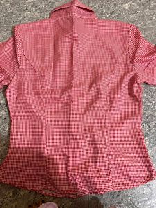 Red Gingham Button-Up Shirt