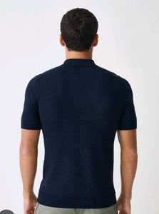 Men's Navy Blue Ribbed Polo Shirt