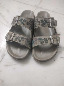 Embroidered Buckle Sandals