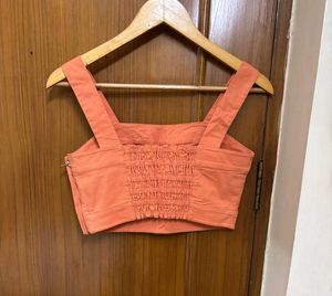 Orange Crop Top/ Blouse