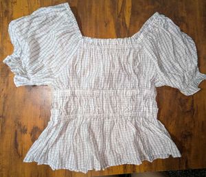 Trendy Checkered Smocked Blouse