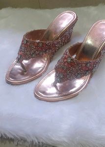 Sparkling Rose Gold Embellished Sandals