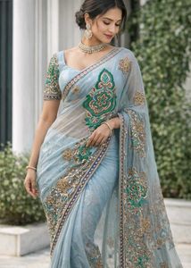 🪞Stunning vintage Embroidered Saree