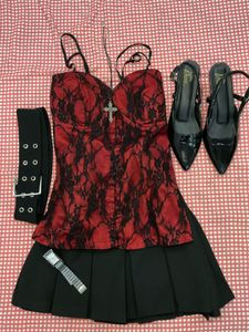 GOTHIC Red Lace Corset Top
