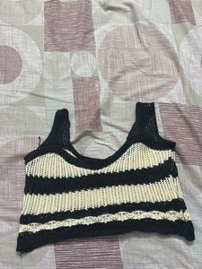 Striped Crochet Knit Top