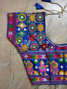 Embroidered Blue Choli with Mirror Work