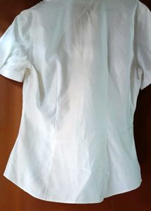 Classic White Short Sleeve Button-Up Top Shirt
