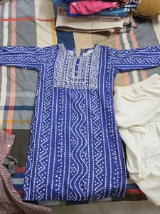 Blue Bandhani Kurta Set