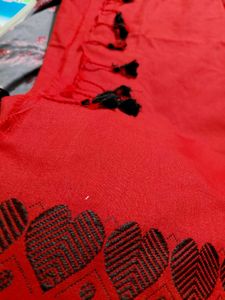 Red Saree with Black Border