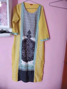 w branded Yellow Printed Kurta(new)