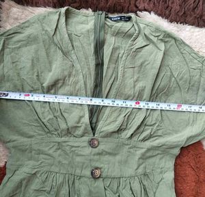 🌸 SHEIN Olive Green Button Down Dress