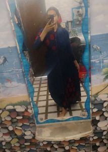 Beautiful Blue Kurta with Red Embroidery