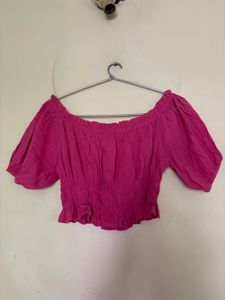 Off-Shoulder Smocked Crop Top