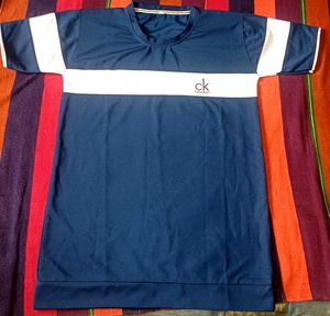 Calvin Klein Navy &amp; White Striped T-Shirt