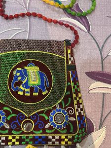 Jaipuri Embroidered Elephant Crossbody Bag