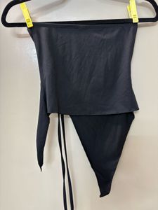 Chic Ruched Tube Black Top