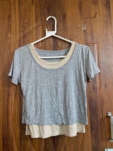 Layered Grey & Beige T-Shirt