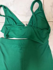 Green Twist Front Cut-Out Dress