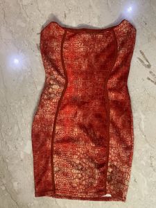 Eye-Catching Red Croc Print Mini Dress