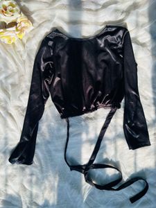 Velvet Wrap Around Crop Top