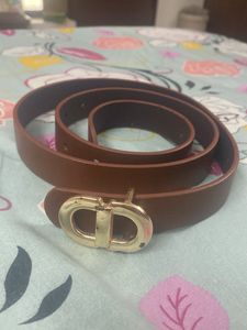 2 Classic Leather Belt with Gold Buckle