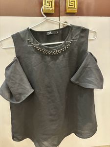 Black Cold Shoulder Top