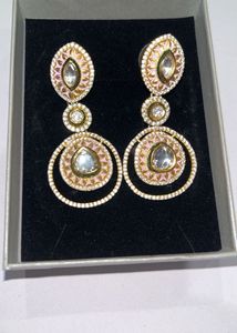 Elegant Kundan &amp; Ruby Drop Earrings