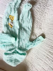 Cute Mint Bear Print Sweatshirt &amp; Pants Set