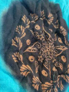 Blue &amp; Black Printed Dupatta with Tassels