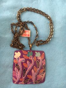 Floral Purple Handpainted Pendant Necklace