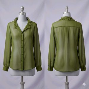 Sheer  Olive Green Top