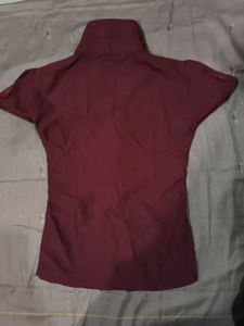 Fitted Maroon Button-Down Shirt