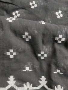 Black and silver khadi saree