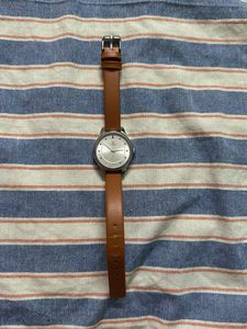 Classic Titan Watch with Brown Leather Strap