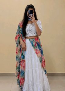White navratri Lehenga Choli Set